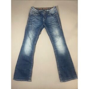 Rock Revival Victoria Easy Boot Jeans Women Size 26 Blue Embellished Denim